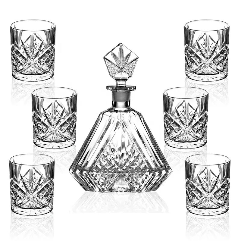 N9 sang trọng pha lê Whiskey Decanter Set rõ ràng Glass Wine Bottle thủy tinh trong suốt ly