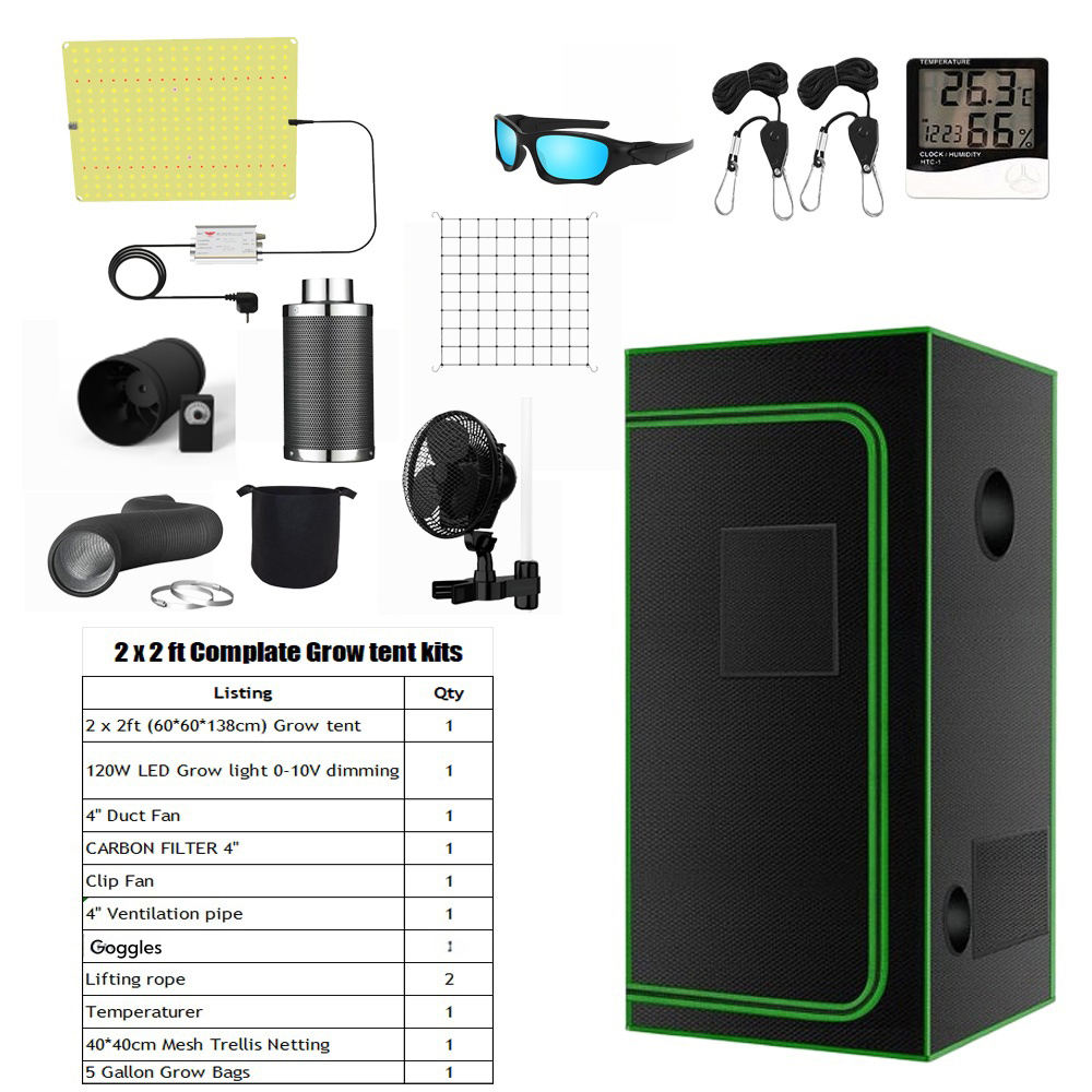2x2ft tent +120w grow light kit set