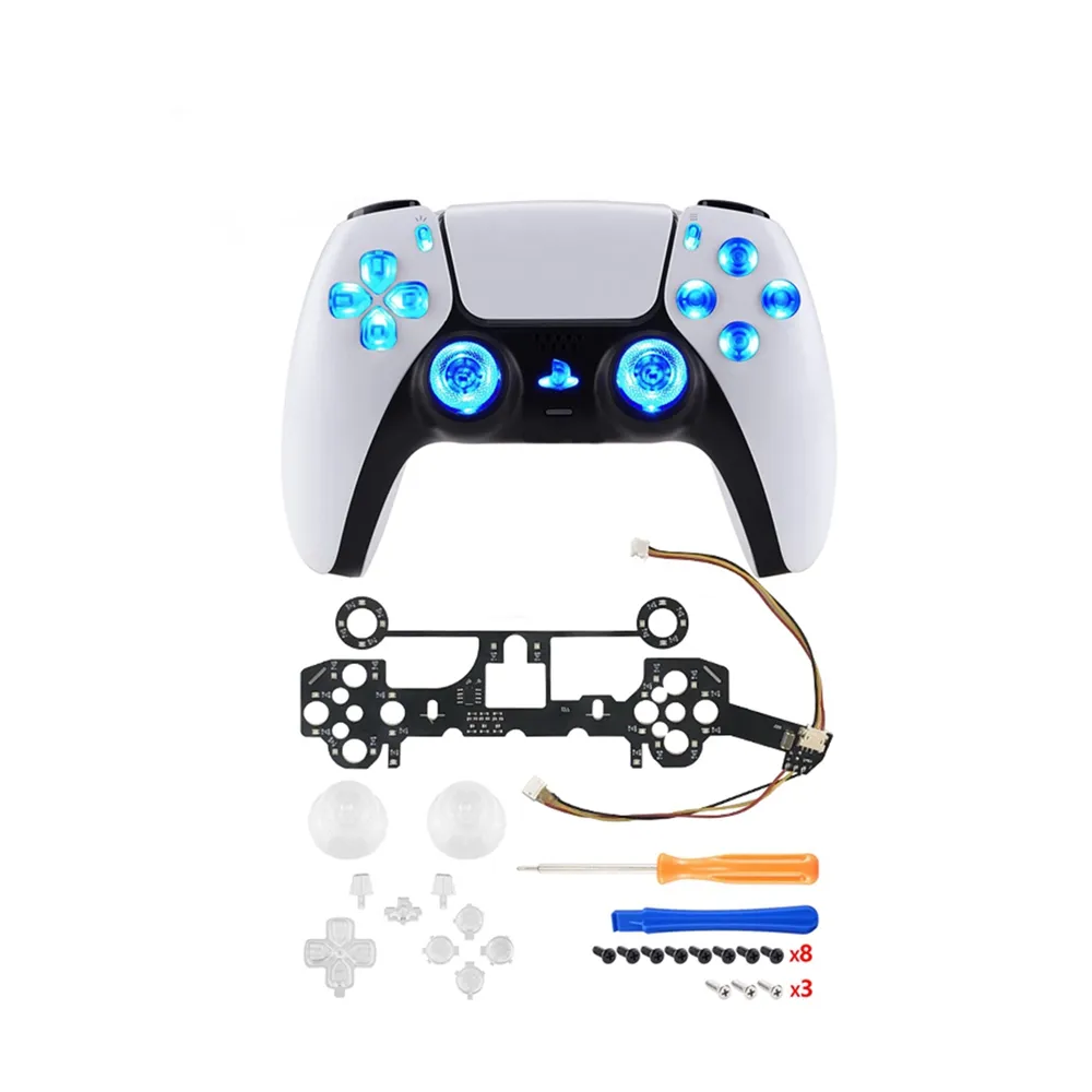 CoolRabbie PS5 Controller Mod Kit For PlayStation 5 LED Lighting Board DIY Kit Replacement Controller Buttons For PS5 Mod