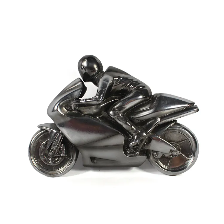 Оптовая продажа, домашний декор, фигурка гонщика, гальваническая модель мотоцикла, сувенирная статуя животных