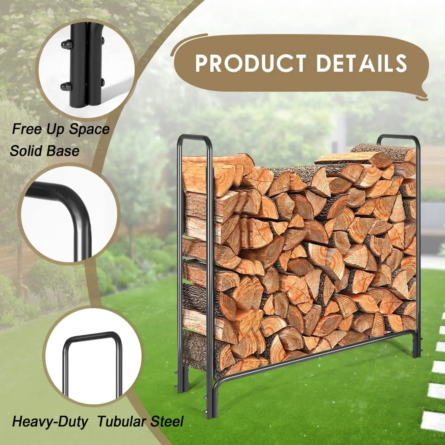 Brennholz Holz regal Innen-oder Außen holz halter für Kamin oder Feuerstelle Pulver beschichtet