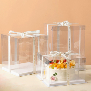 Factory Direct Sales Custom Flexography <strong>10x10</strong> 8 Inch Tall/short Round/square Single clear Cake <strong>Box</strong> Packaging with clear Window - Product Image 2