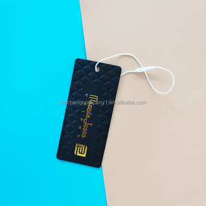 Fast <strong>custom</strong> recyclable Luxury embossed Paper hang <strong>tags</strong> black UV <strong>printing</strong> hang <strong>tag</strong> swing <strong>tag</strong> with <strong>string</strong> rope for clothing - Product Image 2