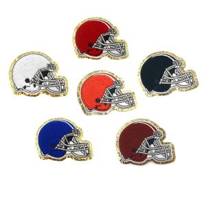 Tùy Chỉnh Bóng Bầu Dục Thêu Logo Đội Thêu Thể Thao Skull Vá Sắt Trên Thêu Mũ Bảo Hiểm Huy Hiệu Các Bản Vá Lỗi - Product Image 1