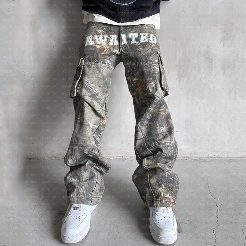 Custom Logo Wholesale Woven Pocket Mens Jogger Hunting Camouflage Camo Man Cargo Pants