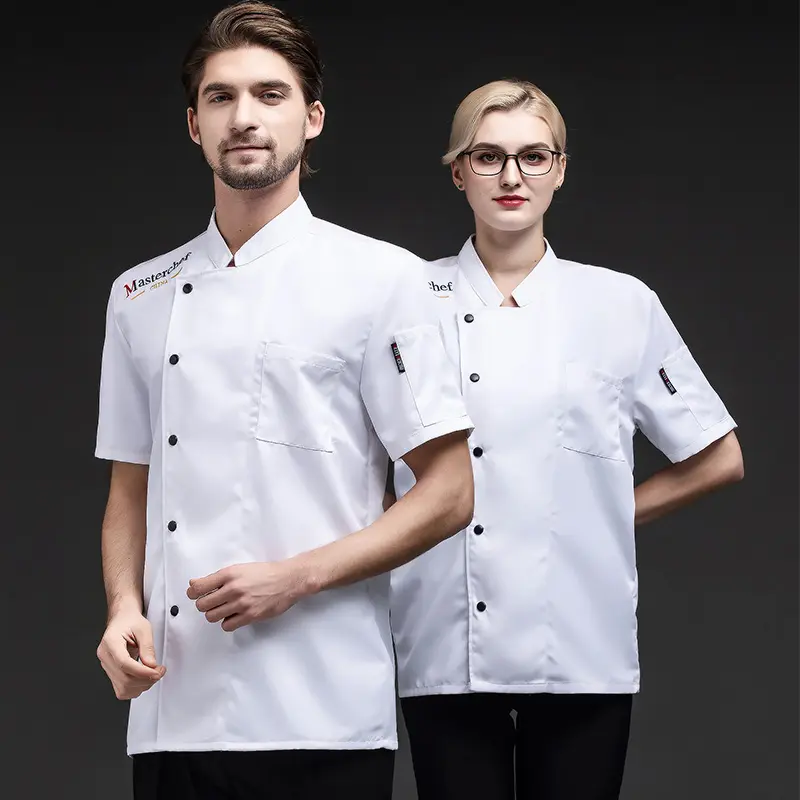Camicia a manica corta all'ingrosso cappotto da chef hotel ristorante uniforme cappotto da chef servizio di catering da lavoro abbigliamento