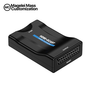 Nueva llegada logotipo personalizado 1080P HDMI de salida Scart adaptador HDMI a SCART Convertidor para HDTV, STB VHS PS3 xbox