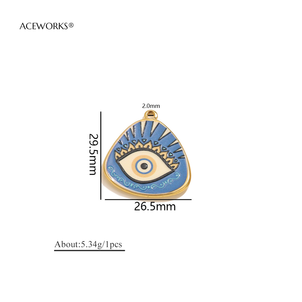 Pendentif Œil Turc Triangulaire Irrégulier en Émail