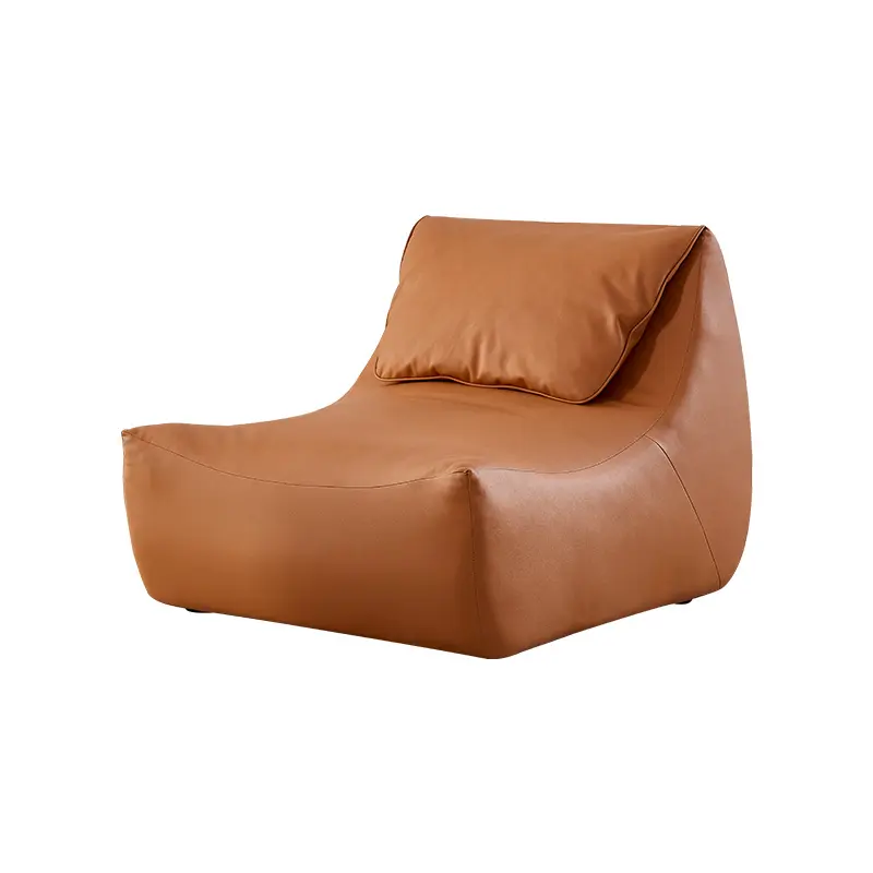 Desain Modern Berkualitas Tinggi Tan Bentuk L Kulit Imitasi Set Kursi Bean Bag Furnitur Ruang Tamu