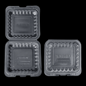 צדפה שקוף <span class=keywords><strong>Pp</strong></span> מלבן מיכל מזון CT5 CT3 8*8 9*6 אינץ' קופסת מיכל מפלסטיק עם מכסה צירים - Product Image 3