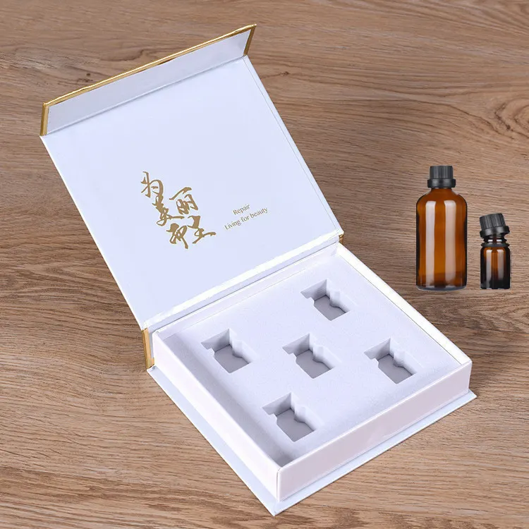 Luxo personalizado Magnético Rígida Cosméticos Óleo Essencial Caixas De Papelão Embalagem para Handmade Sabão Cartão Velvet Box Stamping