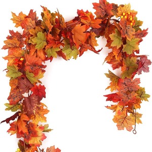 Wholesale Thanksgiving Rattan Orange Maple <strong>String</strong> 5.7Ft Autumn Decorative Orange Maple Leaf Hanging Vine Artificial - Product Image 2