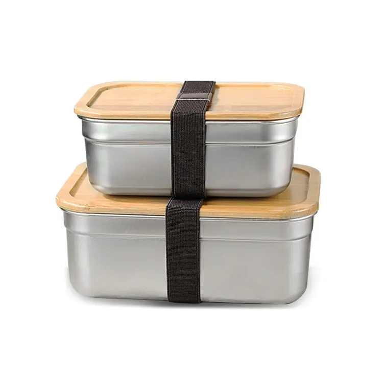 Boîte à déjeuner écologique en métal réutilisable en acier inoxydable 304 Bento pour le stockage des aliments avec couvercle