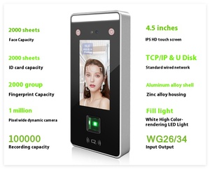 Pantalla táctil LCD HD de 4,5 pulgadas de alta calidad SpeedFace, contraseña de huella dactilar, reconocimiento facial, reloj de tiempo, Control de acceso con TCP/IP - Product Image 5