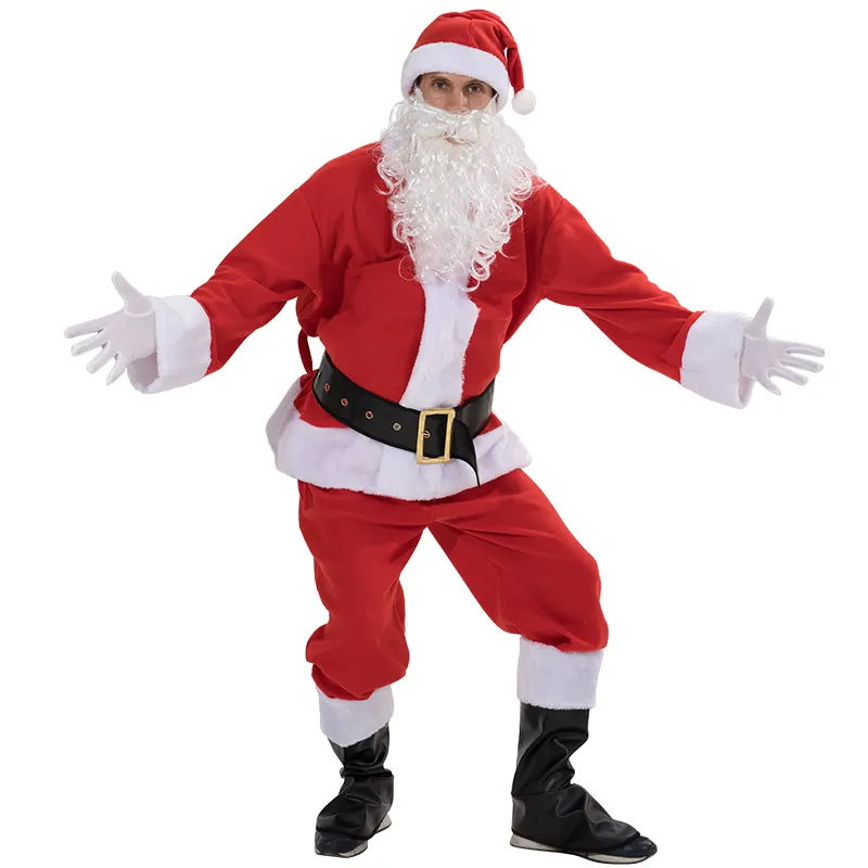 Роскошный Рождественский бархатный костюм Санты для взрослых