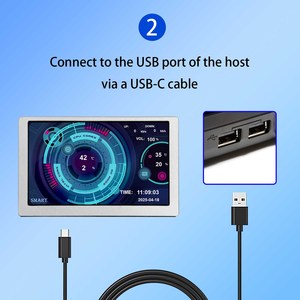 Bạc AIO PC màn hình 800x480 Temp hiển thị CPU Cooler LCD Monitor USB Type-C 5inch màn hình LCD cho PC trường hợp - Product Image 3