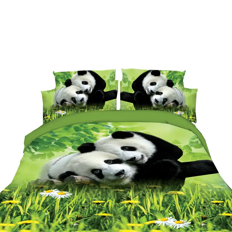 Chine panda king size animaux housse de couette ensemble de draps 3d ensemble de literie