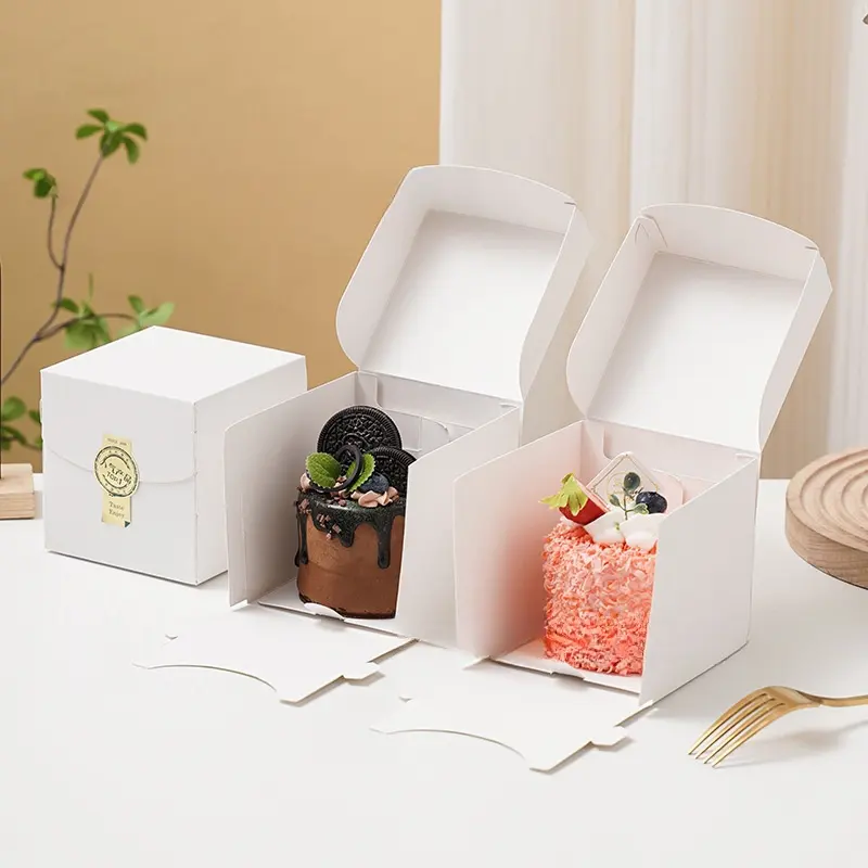 Personalize a caixa de embalagem do bolo de mousse de 3 polegadas, caixa de bolos de padaria em forma de concha francesa reciclável