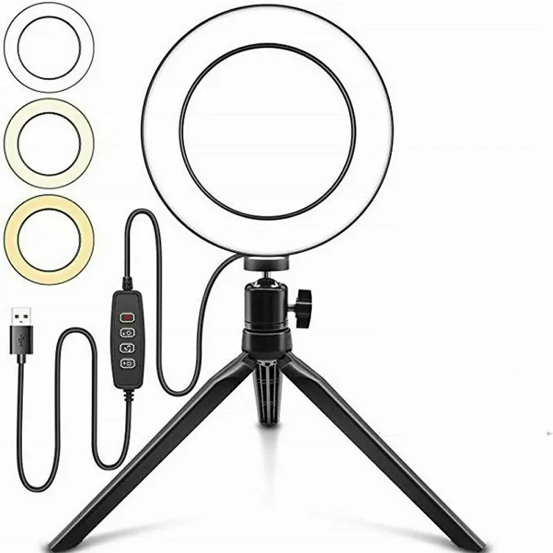 6 polegadas 16 centímetros Mini 5W 48LED Anel Regulável Lâmpada de Luz de Estúdio De Vídeo Foto Tripé Selfie Câmera Do Telefone