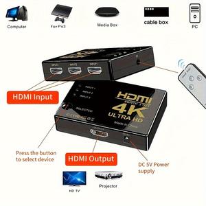 Conmutador 4K HDMI 3x1 Divisores y convertidores de VIDEO 4K * 2K con control remoto IR Interruptor de 3 entradas y 1 salida