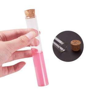 أنبوب بوروسيليكات زجاجي أسطواني أسفل مستدير مسطح قابل للتخصيص مع غطاء أنبوب اختبار زجاجة مع فلين - Product Image 5