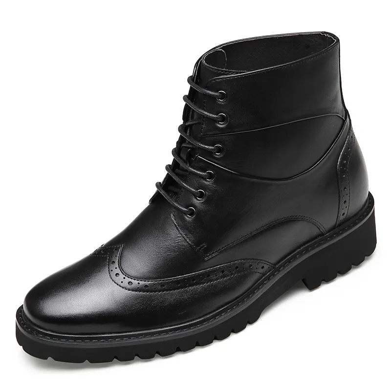 New Arrival High Quality Genuine Leather Shoes Men's Martin Boots With Italy Design height increasing shoes