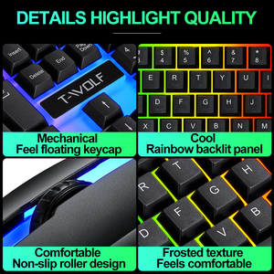 Combo de teclado y ratón para juegos con cable OEM TF230, USB 2,0, LED retroiluminado, profesional, 104 teclas, teclado árabe, ratón, ordenador de escritorio - Product Image 5
