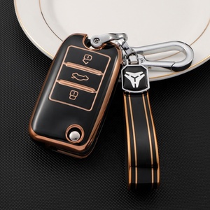 Gold Edge Car <strong>Key</strong> Fob Cover with Keychain Fit for Roewe RX5 <strong>MG</strong> <strong>ZS</strong> GT GS 350 360 750 W5 Class Accessories TPU Car Case Shell - Product Image 2