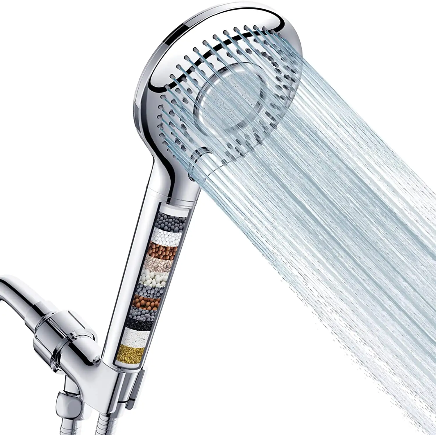 Filtre ile el duş başlığı yüksek basınç 3 sprey modu duş başlığı ile 60 "hortum braketi ve 15 sahne su yumuşatıcı filtreler