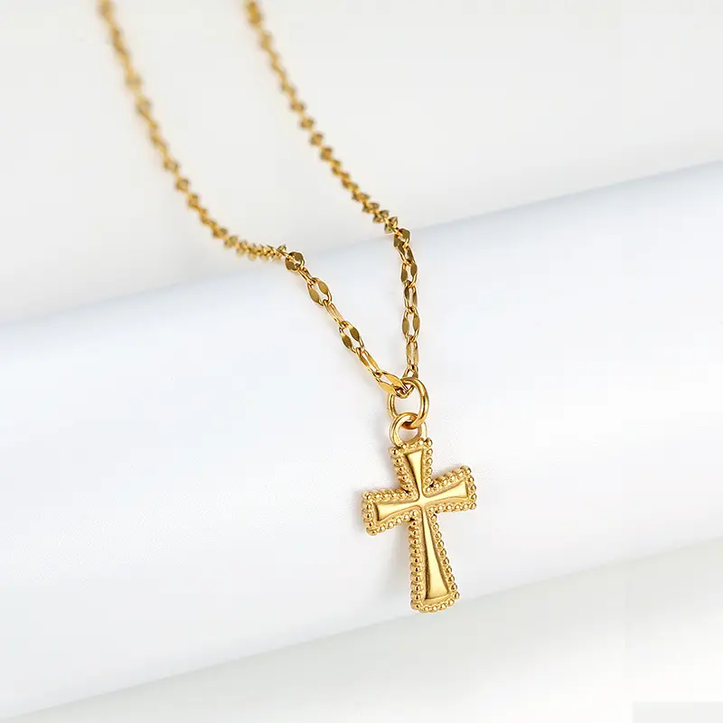 Moda estilo punk joyería de oro collar de cruz cristiana collar de colgante de Cruz lisa