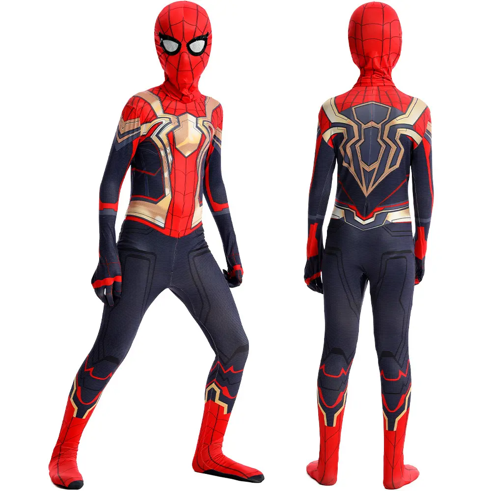 Disfraz de Spider Man Spiderman, mono elegante para adultos y niños, disfraz de Halloween, rojo, negro, Spandex, ropa de Cosplay 3D