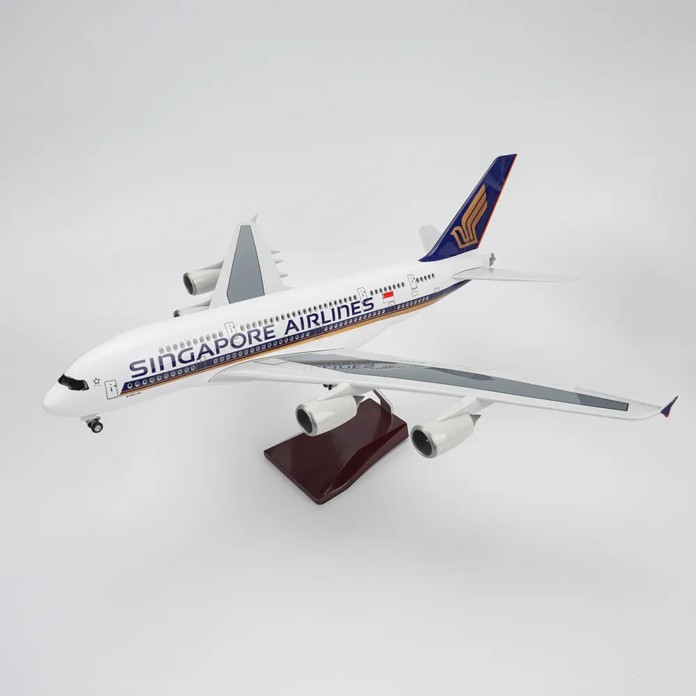 1:160 quy mô 46cm Airbus A380 Singapore hãng hàng không nhựa dẫn mô hình máy bay với bánh xe hạ cánh