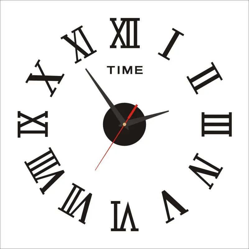 Reloj de pared acrílico con número romano negro de 11 pulgadas
