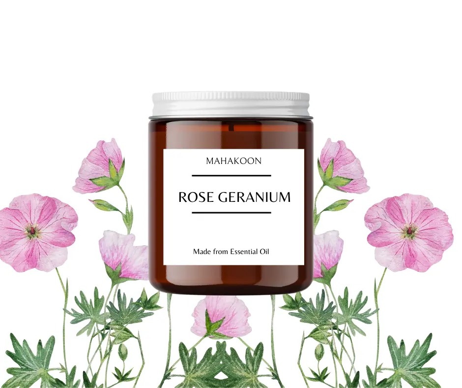 Bougie aromatique avec huile essentielle géranium rose 100 grammes bougies parfumées de luxe personnalisées bougies de soja de qualité supérieure