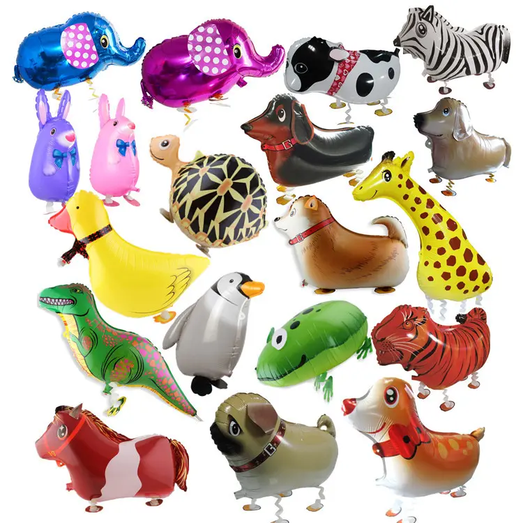 Conjunto de balões para festa, conjunto de balões de alumínio de animais para caminhada, festa de aniversário e festa