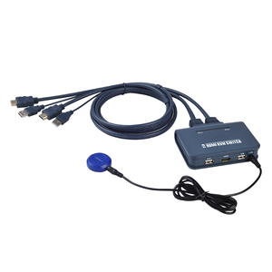 2端口HDMI兼容VGA DVI KVM开关键盘鼠标USB 2.0共享切换器分路器箱，带遥控器USB电缆 - Product Image 1