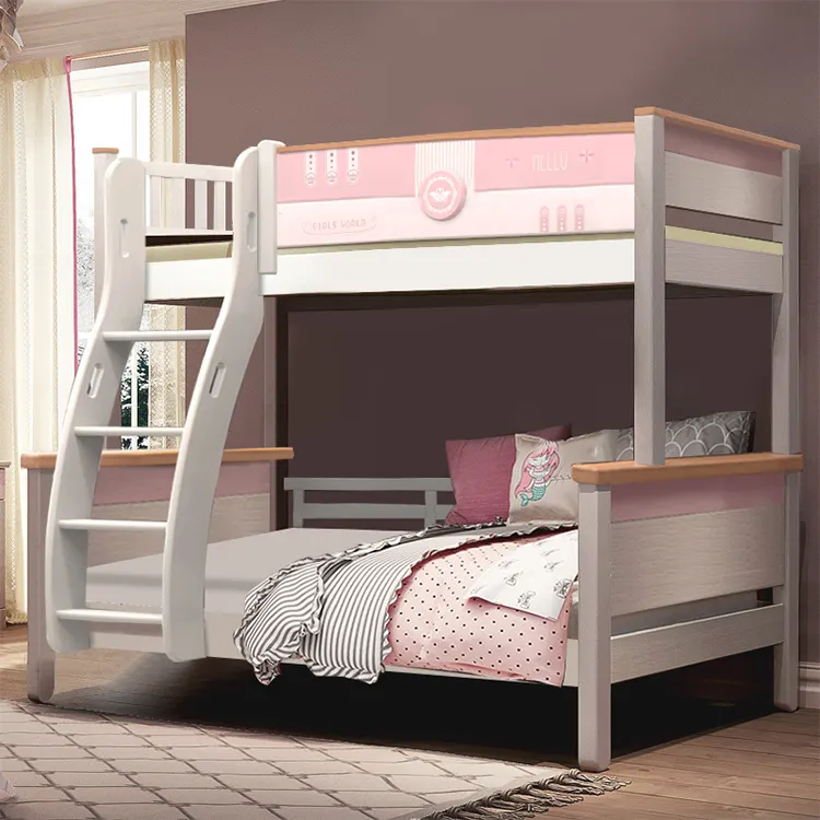Muebles de sala de estar para niños, cama completa sobre literas dobles, cama de princesa