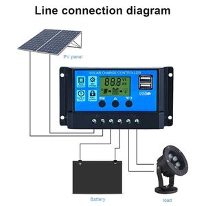 Regolatore solare 12V/24V 30A 20A 10A regolatore solare Pwm caricabatteria Display Lcd Dual Usb 5V uscita solare regolatore carica - Product Image 5