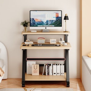 Modern Small Apartment <strong>Computer</strong> <strong>Table</strong> Mini Mobile Desk <strong>for</strong> Single User Simple <strong>Three</strong>-Layer Desktop <strong>for</strong> Bedroom Panel Wood Style - Product Image 4