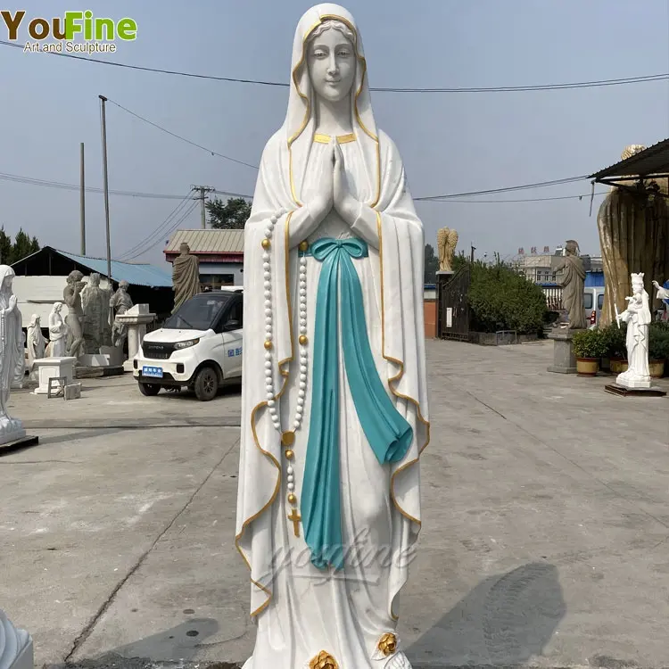 Estatua religiosa virgen de mármol blanco, tamaño real, a la venta