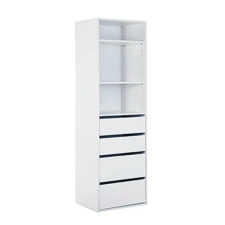 Simple design single size cloth closet wardrobe with 3 shelves   4 drawers