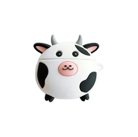 Funda 3D para AirPods 2, bonita funda con dibujos animados de vaca, perro, cerdo, pingüino, auriculares inalámbricos con caja de carga