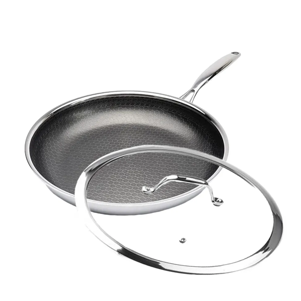 Panic Buying Indian Fry Pan Stainless Steel 28cm Kitchen Cooking Non-stick Eco-friendly Cookware Pan
