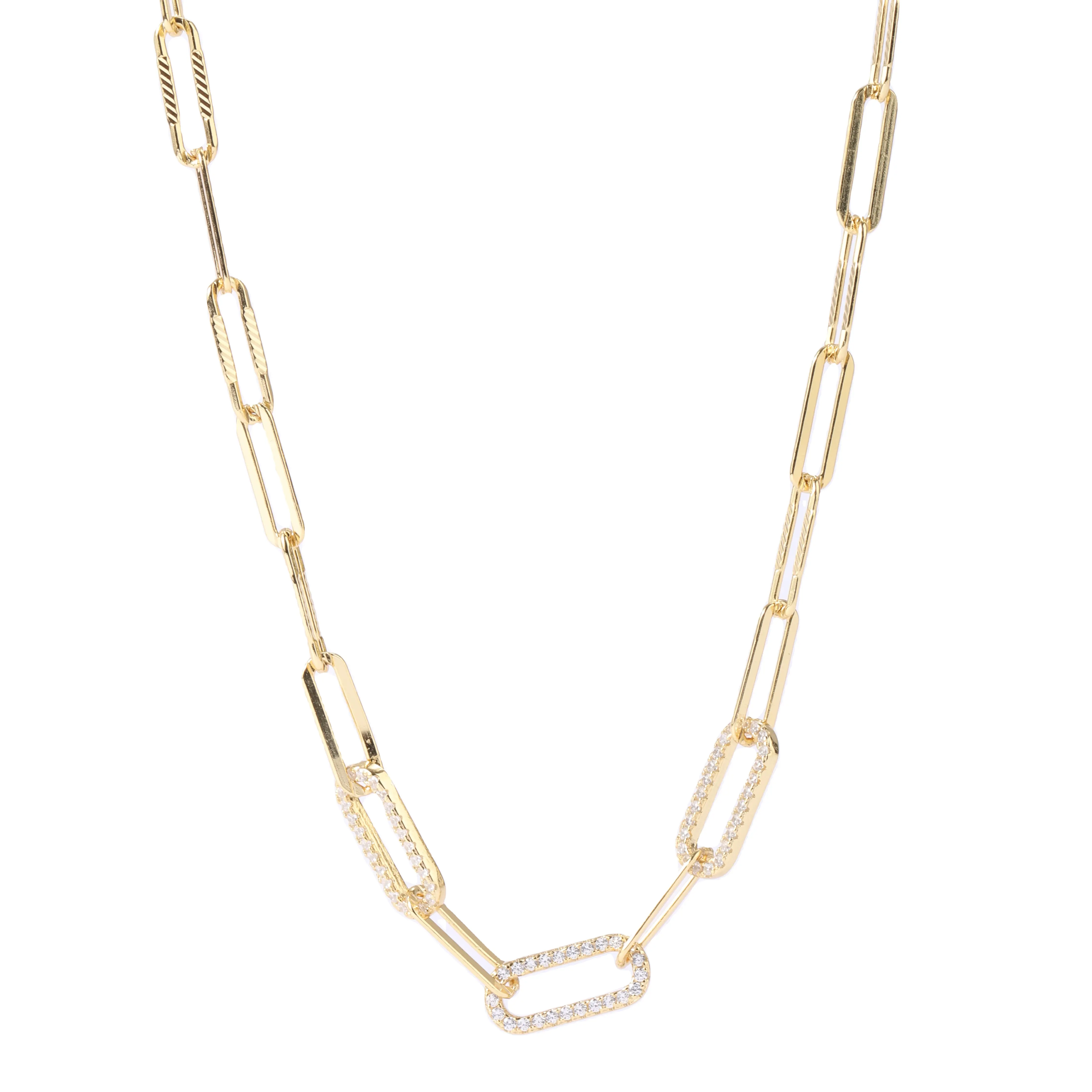 Hot Popular Gold Chunky Chain Necklace Mujeres 925 Silver 18K Gold Plated Paperclip Link Chain Necklace