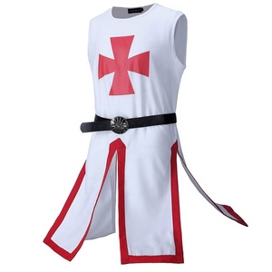 经典中世纪成人万圣节服装骑士圣殿骑士制服十字军服装