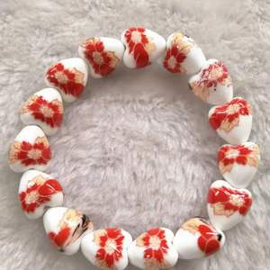 El más nuevo diseño de patrón de flores de cerámica de varios colores pulsera de cuentas de cuerda elástica hecha a mano - Product Image 4