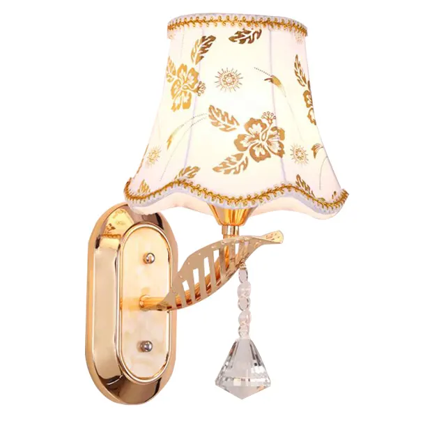 Настенный светильник для спальни E27, современный тканевый абажур в стиле кантри, настенный светильник