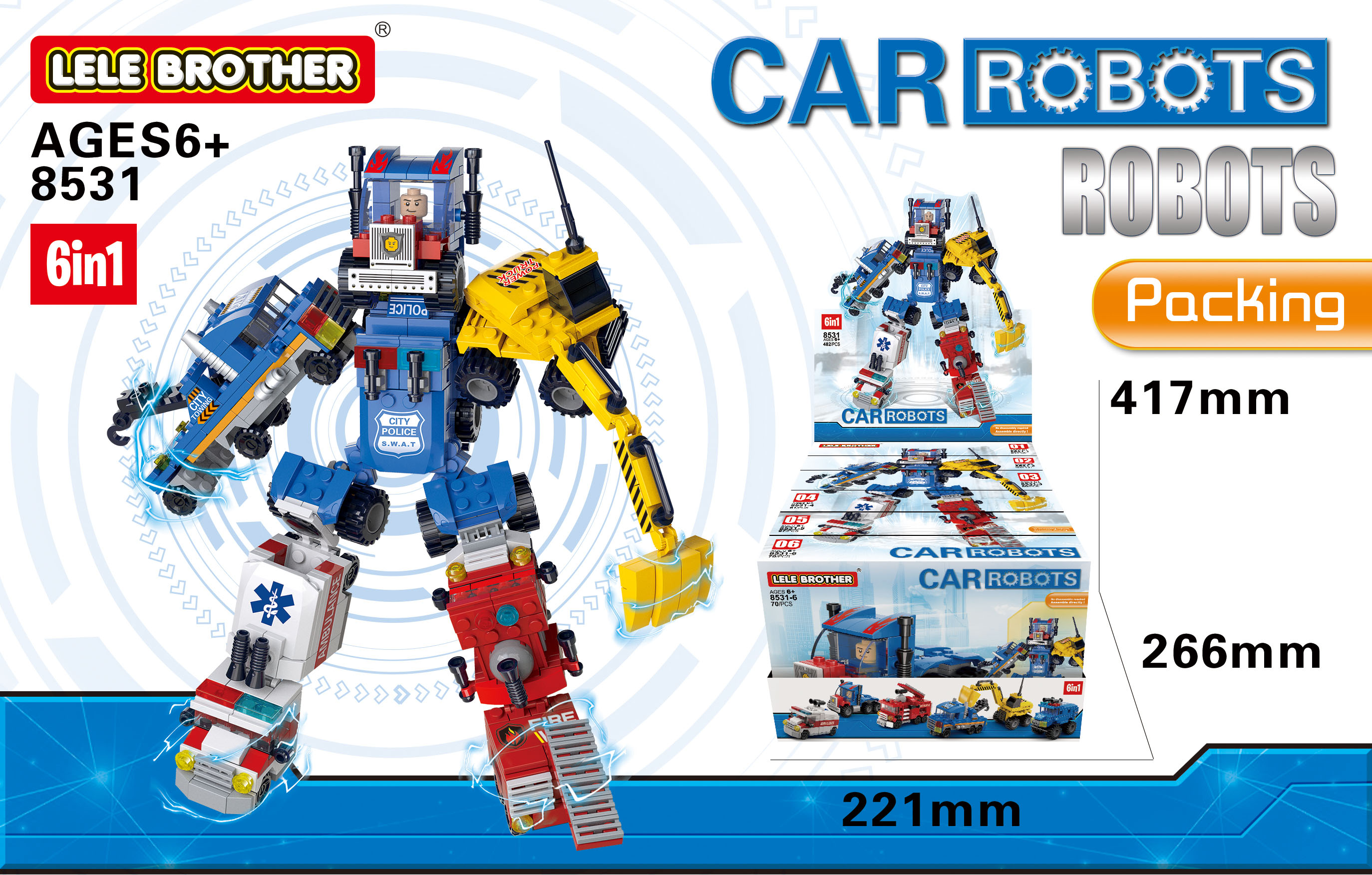 8531 car robot 6 in 1 482pcs