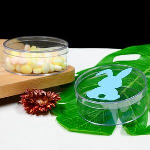 Nhựa Bền PS Vòng Tròn <span class=keywords><strong>Lucite</strong></span> Container Cho Bao Bì Sô Cô La Xử Lý Bánh Phục Sinh Quà Tặng Bên Món Tráng Miệng Bao Bì Thực Phẩm - Product Image 3