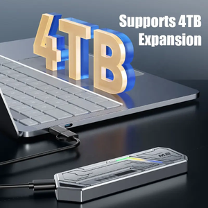 RGB Portable 10Gbps M.2 NVME SSD Case Aluminum 2-in-<strong>1</strong> Cable with USB and Type-C Supports 4TB External Hard Drive <strong>Enclosure</strong>